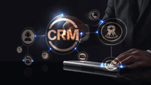 CRM with automated service icons and data analytics 